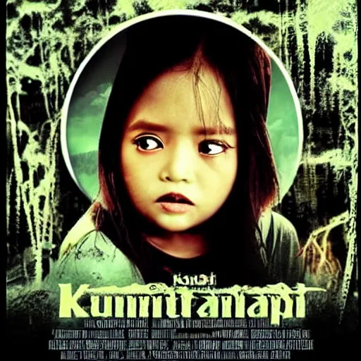 Image similar to horror movie poster called'kuntilanak antapani'with list of movie player, and restricted age, also very detail