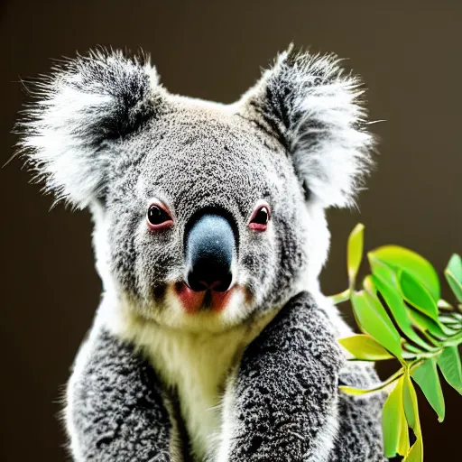 Prompt: award winning nature photograph of a koala which has whiskers and claws. focus on the whiskers. extreme detail, beard hyperrealistic photo, smooth, trending on artstation