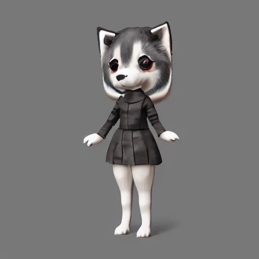 Prompt: cute fumo plush of a huskygirl, dog girl, anime, character design, distinctive silhouette, artstation, vray