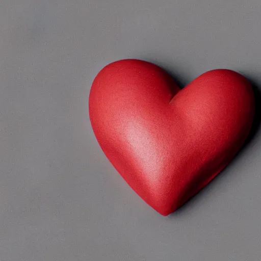 Image similar to 3d render of a badly formed red putty heart shape in the middle of a gray sheet of paper