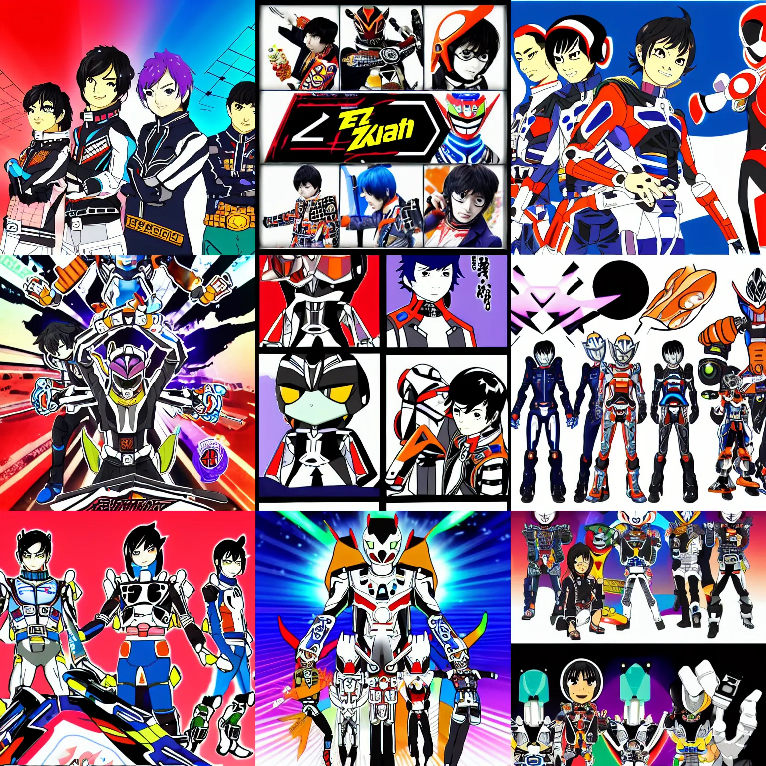 Prompt: kamen rider fourze in the style of fuuto tantei, anime, kamen rider, kamen rider fourze, studio kai, in the style of studio kai