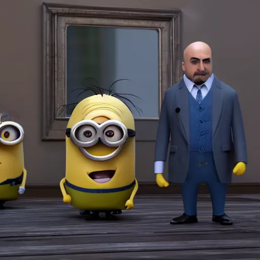 Image similar to Dr Phil in the Minions Rise of Gru 2022, photorealistic, hyper detailed, 8k, Rendered in Unreal Engine. Trending on Artstation