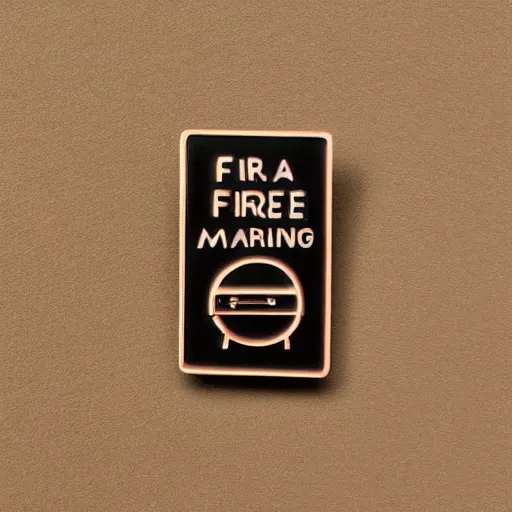 Image similar to a photo of a retro 5 0 s minimalistic clean fire warning enamel pin, studio lighting, behance