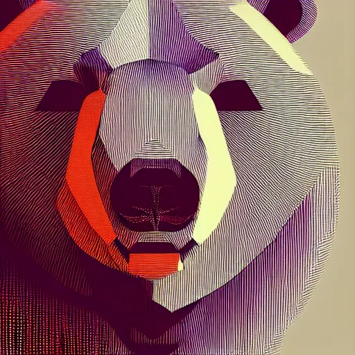 Prompt: geometric bear standing up, visible digital brush strokes, 4k, hi res