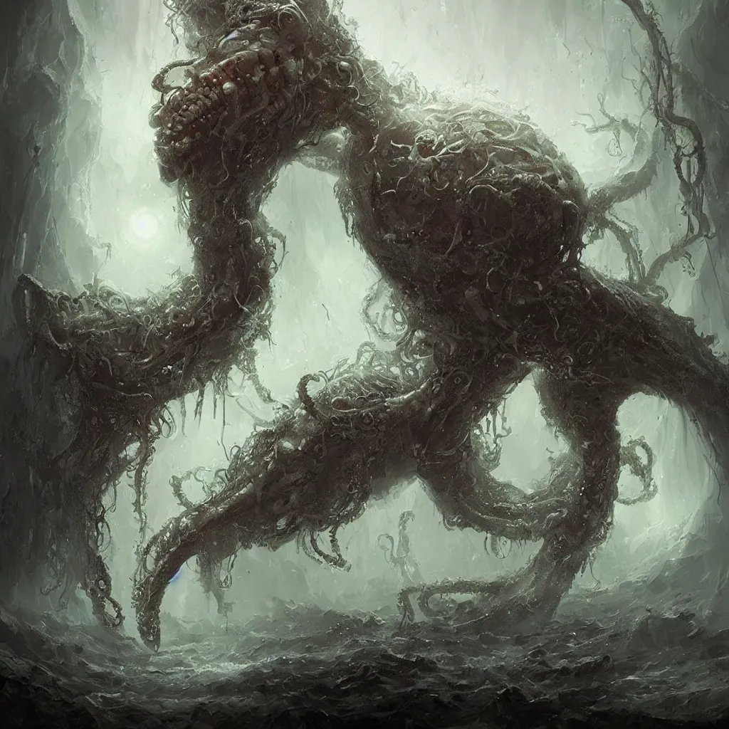 Prompt: lovecraftian horror by wlop, greg rukowski, horrifying