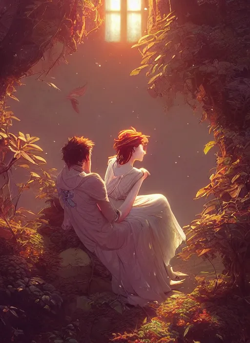 Image similar to highly detailed poster of'i love you ', stephen bliss, unreal engine, fantasy art by greg rutkowski, loish, rhads, ferdinand knab, makoto shinkai and lois van baarle, ilya kuvshinov, rossdraws, tom bagshaw, alphonse mucha, global illumination, radiant light, detailed and intricate environment