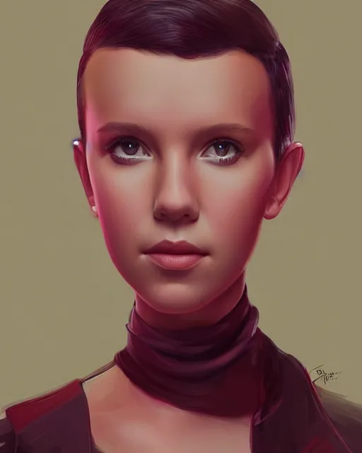 Image similar to amazing portrait of millie bobby brown, artgerm, digital art