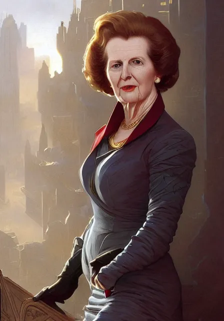 Prompt: margaret thatcher as a superhero, intricate, elegant, highly detailed, digital painting, artstation, concept art, smooth, sharp focus, illustration, art by artgerm and greg rutkowski and alphonse mucha and william - adolphe bouguereau