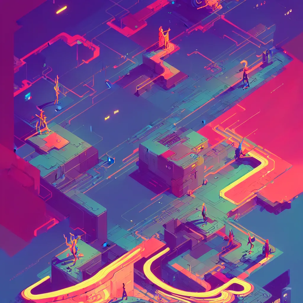 Image similar to a micro-service deployed to a datacenter, road, connector, defence, wall, cloud, security, cyber, attack vector, trending on Artstation, illustration by Jules Julien, Leslie David and Lisa Frank and Peter Mohrbacher and Alena Aenami and Dave LaChapelle muted colors with minimalism