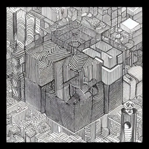 Image similar to Geometric cube city, extremely high detail, photorealistic, intricate line drawings, dotart, album art in the style of James Jean