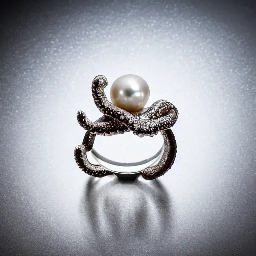 Image similar to hd photo of a octopus ring with diamonds and pearls