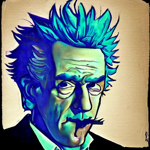 Image similar to rick sanchez, portrait, by mir sayyid ali