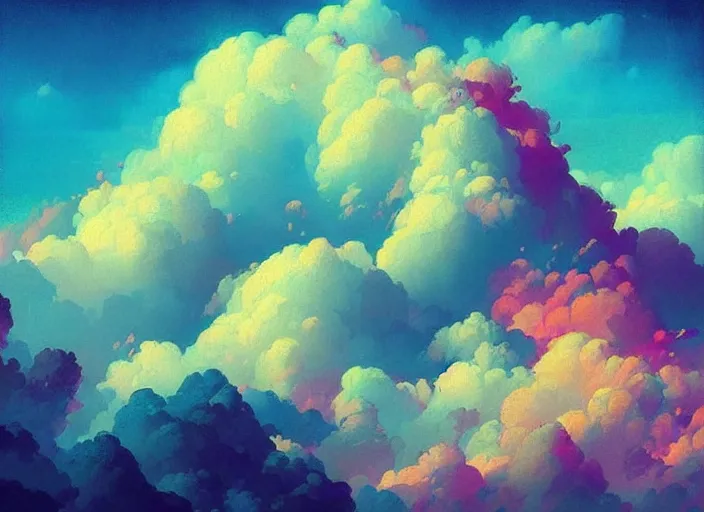 Prompt: “ a psychedelic portrait of clouds, vibrant color scheme, highly detailed, in the style of romanticism, cinematic, artstation, moebius, greg rutkowski ”
