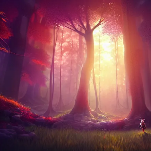 Image similar to beautiful digital fantasy illustration of a hyperrealistic demonic pokemon, nightmare pokemon, the trees of a flowery woodlands glistens as the morning sun touches its leaves with her gentle rays, and colors walk through the forest by alena aenami and arthur adams, octane render, detail texture, unreal engine, 8 k