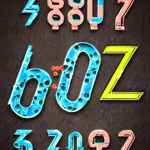 Image similar to sci fi retro font set from A to Z with numbers