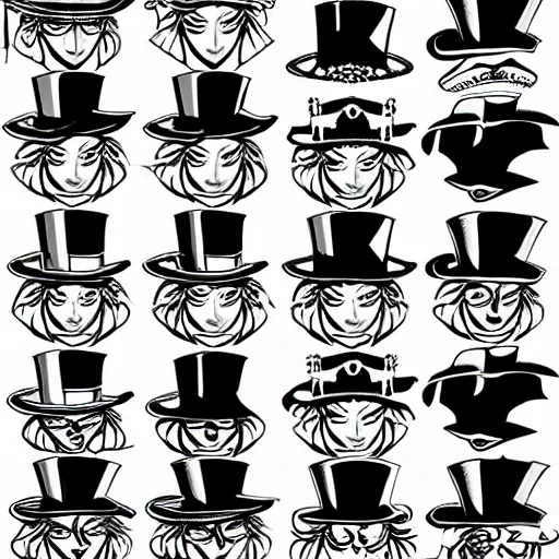 Image similar to clothing design concepts sheet, top hat jesters crown,