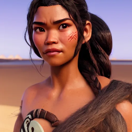 Prompt: starwars moana hyper - realistic, very detailed, intricate, very sexy pose, slight smile expression, unreal engine, by artgerm, wlop and ross thran, dramatic cinematic lighting rendered by octane, 8 k, detailed