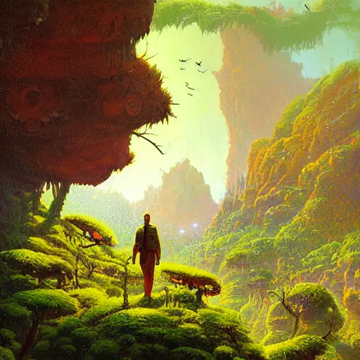 Image similar to digital art of a lush natural scene on an alien planet by paul lehr. extremely detailed. high quality render. beautiful landscape. weird vegetation. cliffs and water.