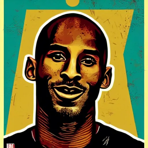 Prompt: Portrait of Kobe Bryant by Shepard Fairey