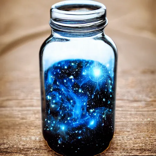 Image similar to jar of universe, jar with universe in it, realistic, photo