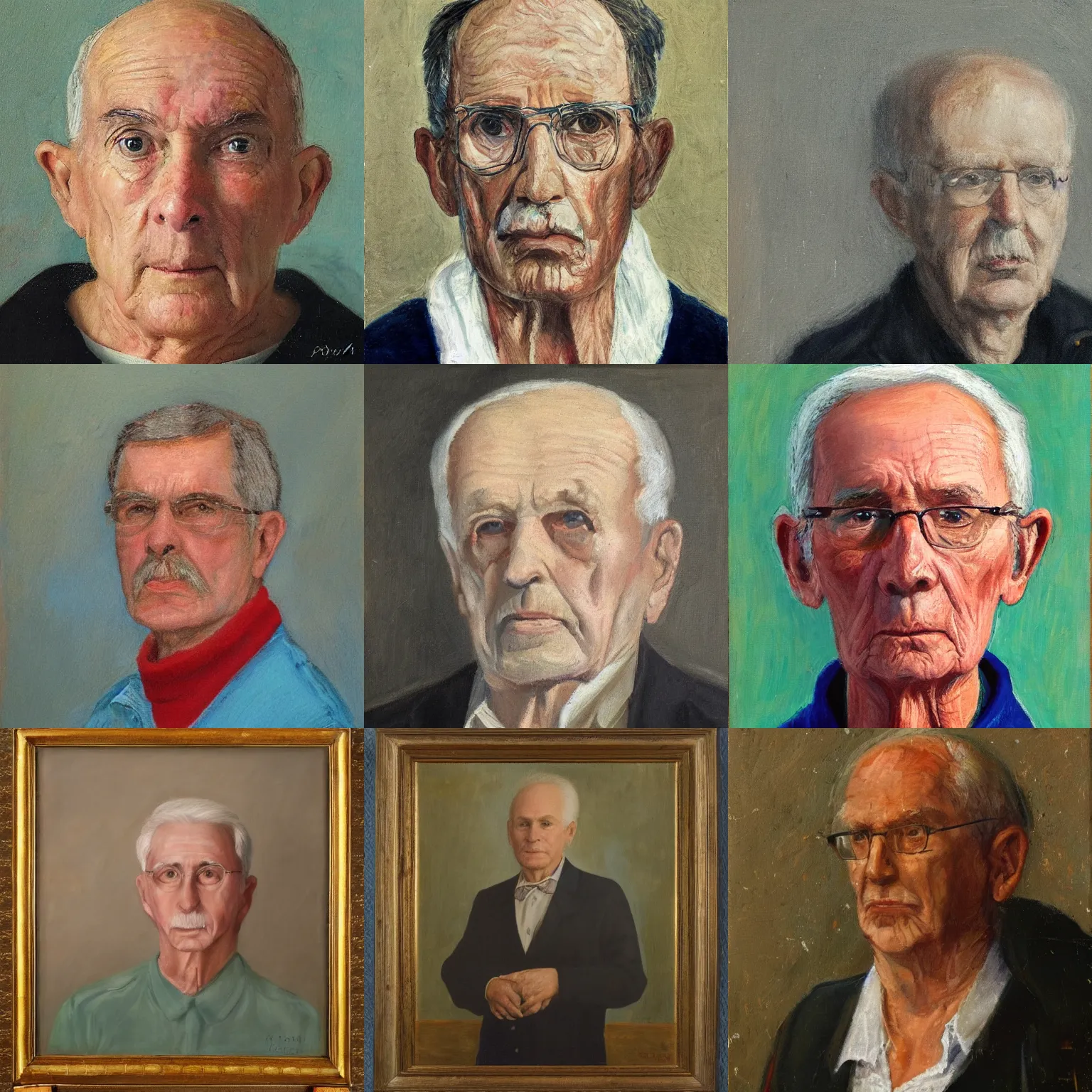 Prompt: a self portrait by a 70 year old