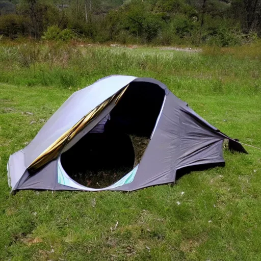 Image similar to An asteroid zombie apocalypse tent war