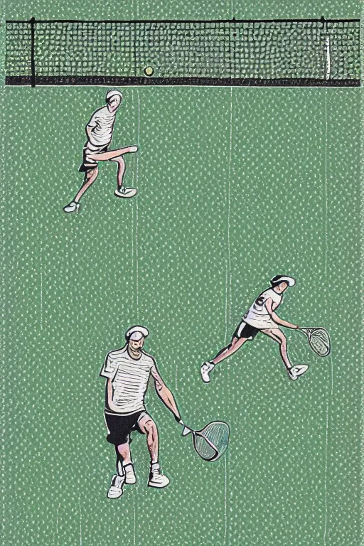 Image similar to a of a tennis match by Max Bill. Screen Printed. Paper texture