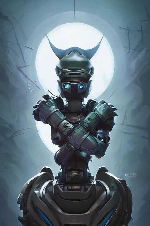 Image similar to epic mask helmet robot ninja portrait stylized as fornite style game design fanart by concept artist gervasio canda, behance hd by jesper ejsing, by rhads, makoto shinkai and lois van baarle, ilya kuvshinov, rossdraws global illumination radiating a glowing aura global illumination ray tracing hdr render in unreal engine 5