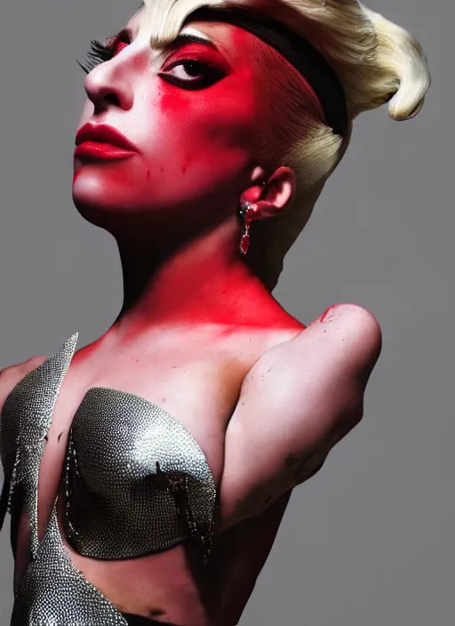 Image similar to lady gaga by nick knight, born this way, born this way album, red weapon 8 k s 3 5, cooke anamorphic / i lenses, highly detailed, cinematic lighting