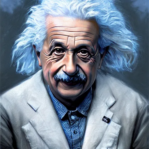 Image similar to albert einstein as a realistic fantasy d & d character, closeup portrait art by donato giancola and greg rutkowski, realistic face, digital art, trending on artstation