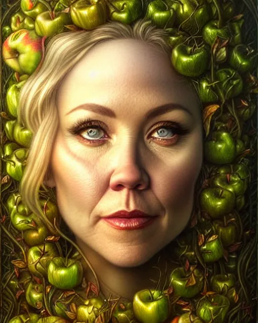 Prompt: detailed portrait of christina applegate apple!! intricate gate!! by tomasz alen kopera and peter mohrbacher and johanna martine! and margaret keane! coherent luminescent