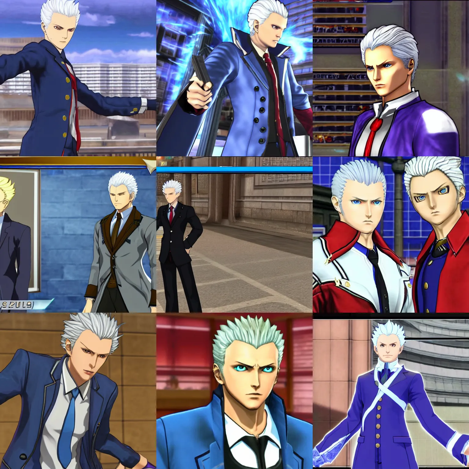 Prompt: vergil from dmc in phoenix wright ace attorney