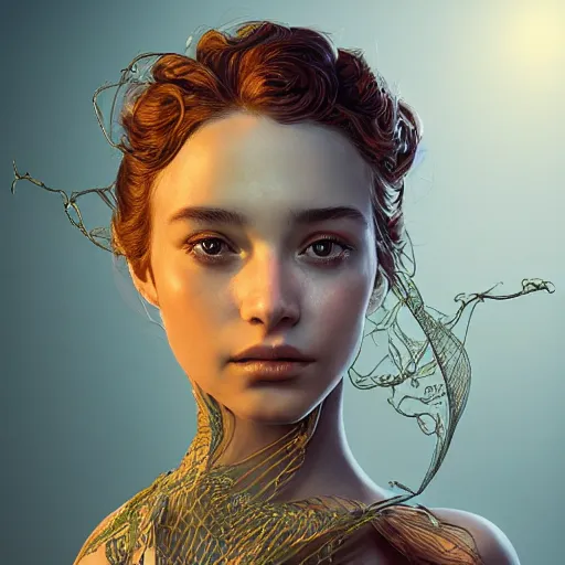 Image similar to the portrait of an absurdly beautiful, graceful, elegant, sophisticated, young girl made up of lemons, an ultrafine hyperdetailed illustration by kim jung gi, irakli nadar, intricate linework, bright colors, octopath traveler, final fantasy, unreal engine 5 highly rendered, global illumination, radiant light, detailed and intricate environment