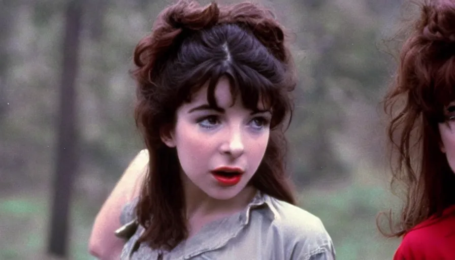 Image similar to young kate bush in stranger things, 1980s, rule of thirds