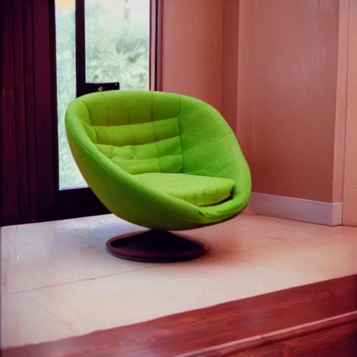 Prompt: photo armchair in the shape of an avocado, cinestill, 800t, 35mm, full-HD