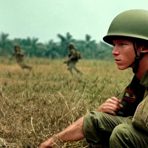 Image similar to tom holland in the vietnam war, 8 k detail