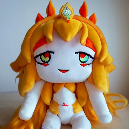 Prompt: cute fumo plush of a sun goddess, holy deity