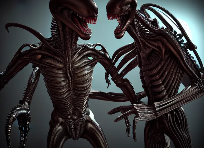 Prompt: xenomorph wedding, art by Giger, octane render, hyperrealism, 8k