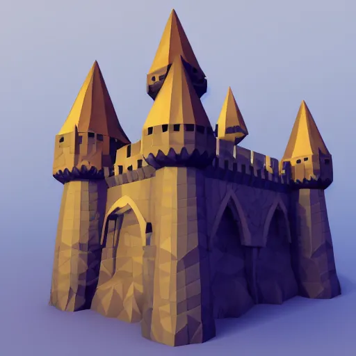 Image similar to Low poly render of a mighty castle