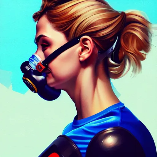 Image similar to a profile photo of an undercover girl with oxygen mask, side profile in underwater, highly detailed, digital painting, artstation, concept art, smooth, sharp focus, illustration by Sandra Chevrier