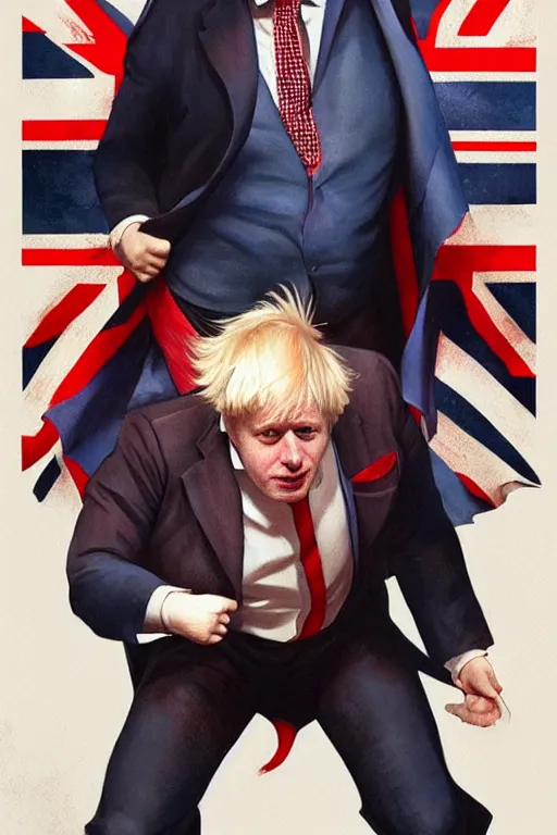 Image similar to Boris Johnson as a superhero Captain Union Jack, portrait, highly detailed, digital painting, artstation, concept art, smooth, sharp focus, soft volumetric lights, illustration, cinematic lighting, art by artgerm and greg rutkowski and alphonse mucha