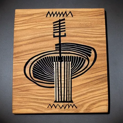 Prompt: mbira wooden logo black and white