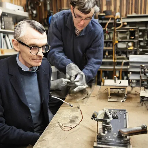 Image similar to inside the workshop with alan turing cracking the enigma