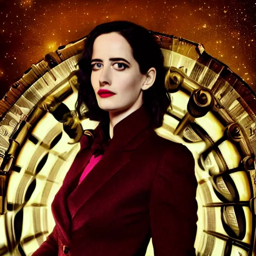 Image similar to a beautiful photograph of eva green as'doctor who ', time vortex in the background, detailed face, symmetrical face, extreme realism and detail, 8 k, completely framed, direct lighting, 3 5 mm photo, photorealistic, sharp focus