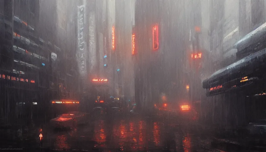 Prompt: blade runner, cinematic shot, oil painting by jama jurabaev, extremely detailed, brush hard, artstation, for aaa game, high quality, brush stroke