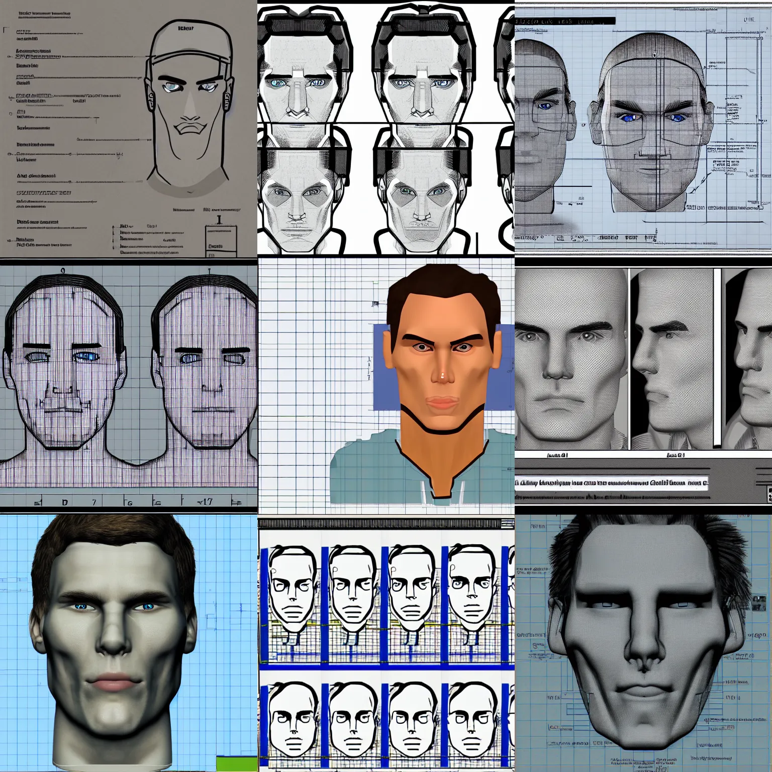 Prompt: jerma985 face schematics, blueprint detailed