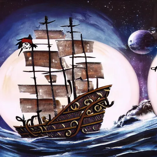 Image similar to pirate ship in space
