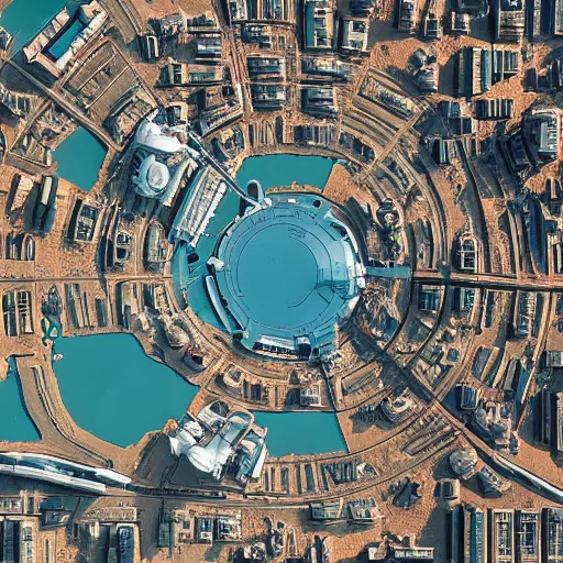 Image similar to Satellite images of a futuristic city on planet Mars that looks like science fiction