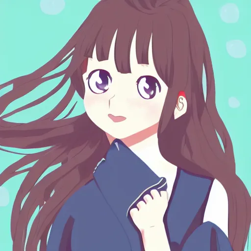 Image similar to a portrait of high school girl in the style of kyoto animation, Illustrator, in simple background, trending on pixiv