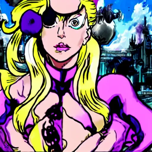 Prompt: lady gaga in jojo bizarre adventure